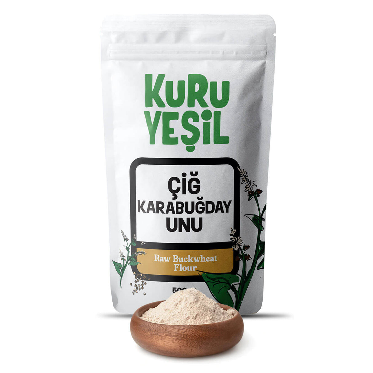 Kuru Yeşil Yerli Çiğ Karabuğday Unu 500 GR | Gulutensiz | Vegan