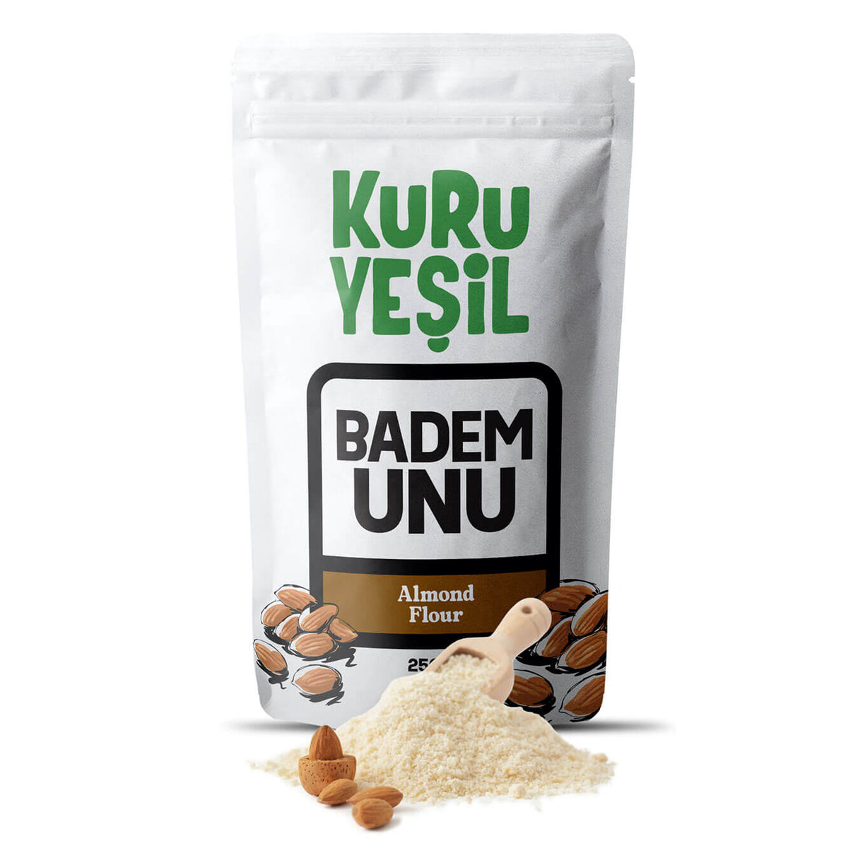 Badem Unu 250 gr – Glutensiz & Düşük Karbonhidratlı | %100 Doğal Öğütülmüş YERLİ Badem | Kuru Yeşil