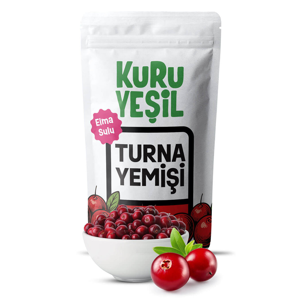 Turna Yemişi (Dried Cranberry) 300 gr – Katkısız ve Elma Sulu | Doğal Kuru Meyve | Kuru Yeşil
