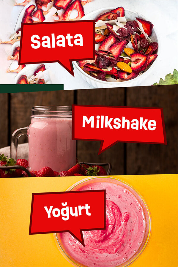 Natural Dried Strawberry 3x50 gr | Sugar-free and Additive-free Dried Fruit