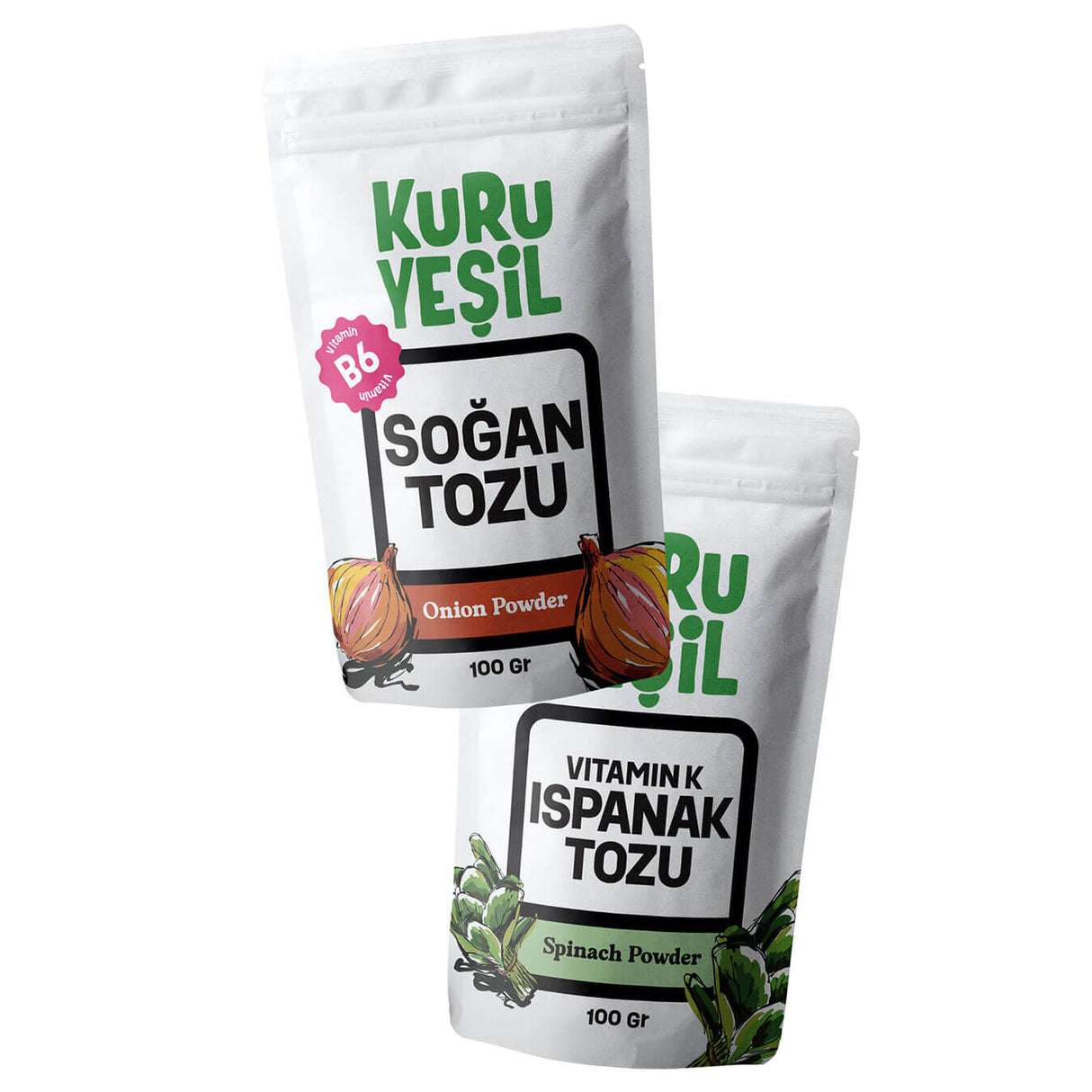 Yerli Soğan Tozu - Yerli Ispanak Tozu 2x100 gr
