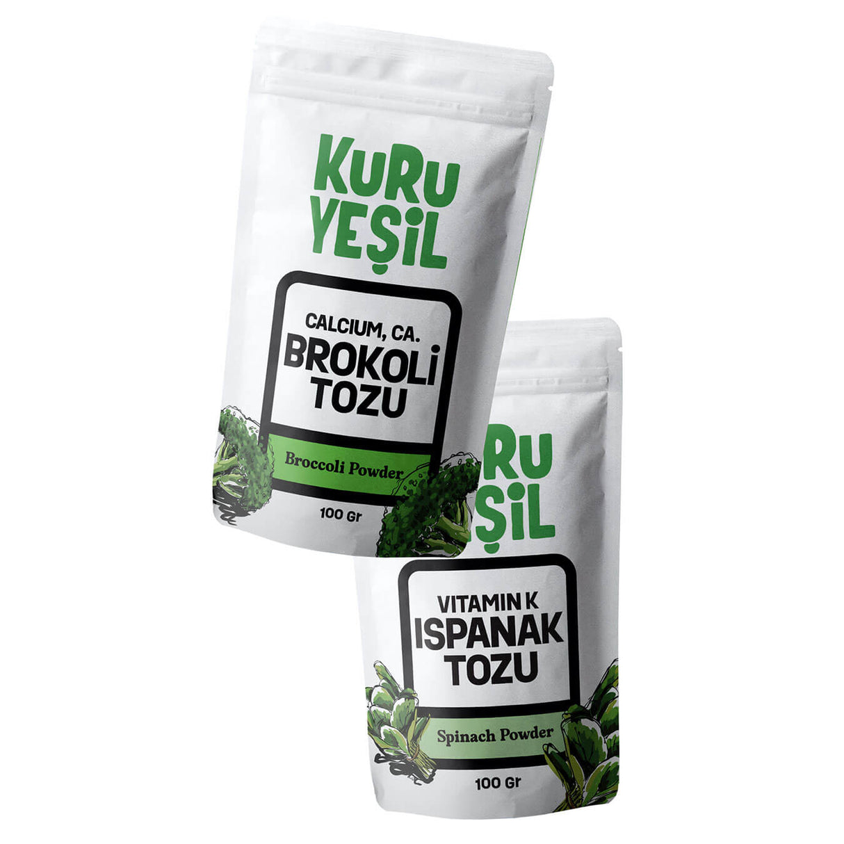 Yerli Ispanak Tozu - Yerli Brokoli Tozu 2x100 gr