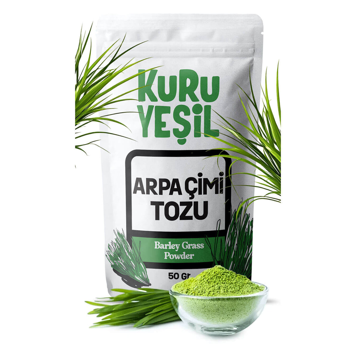 Kuru Yeşil Arpa Çimi (Arpa Otu) Tozu 50 gr - Barley Grass Powder