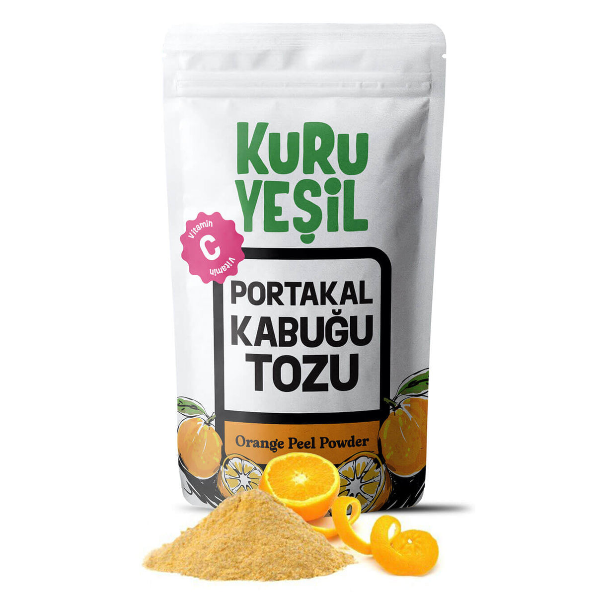 Kuru Yeşil Portakal Kabuğu Tozu 100 Gr