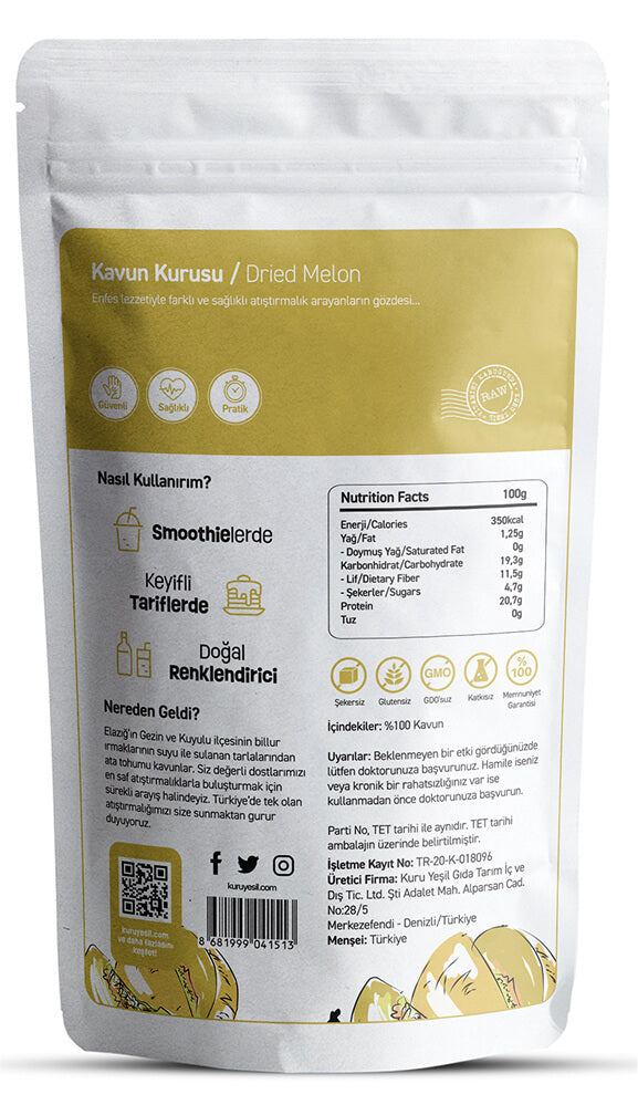 Yeni Sezon Kavun Kurusu 50 gr | Şeker İlavesiz | Kuru Meyve | Kuru Kavun