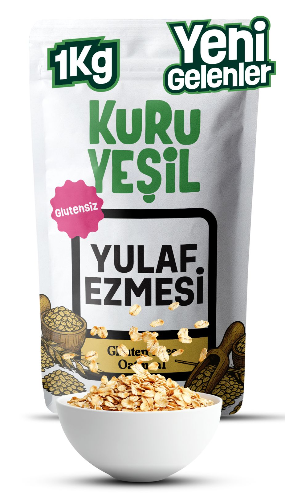 Glutensiz Yulaf Ezmesi 1 Kg – Doğal ve Katkısız | Kahvaltılık Lif Kaynağı | Kuru Yeşil