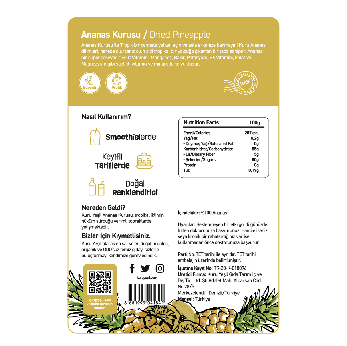 Dried Pineapple 70 gr