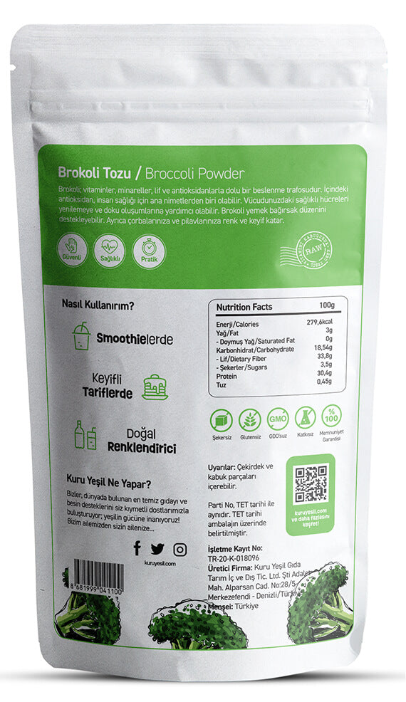 Brokoli Tozu 100 Gr – Yerli Üretim, Doğal Sebze Tozu
