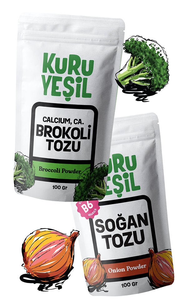 Yerli Soğan Tozu - Yerli Brokoli Tozu | 2x100 gr