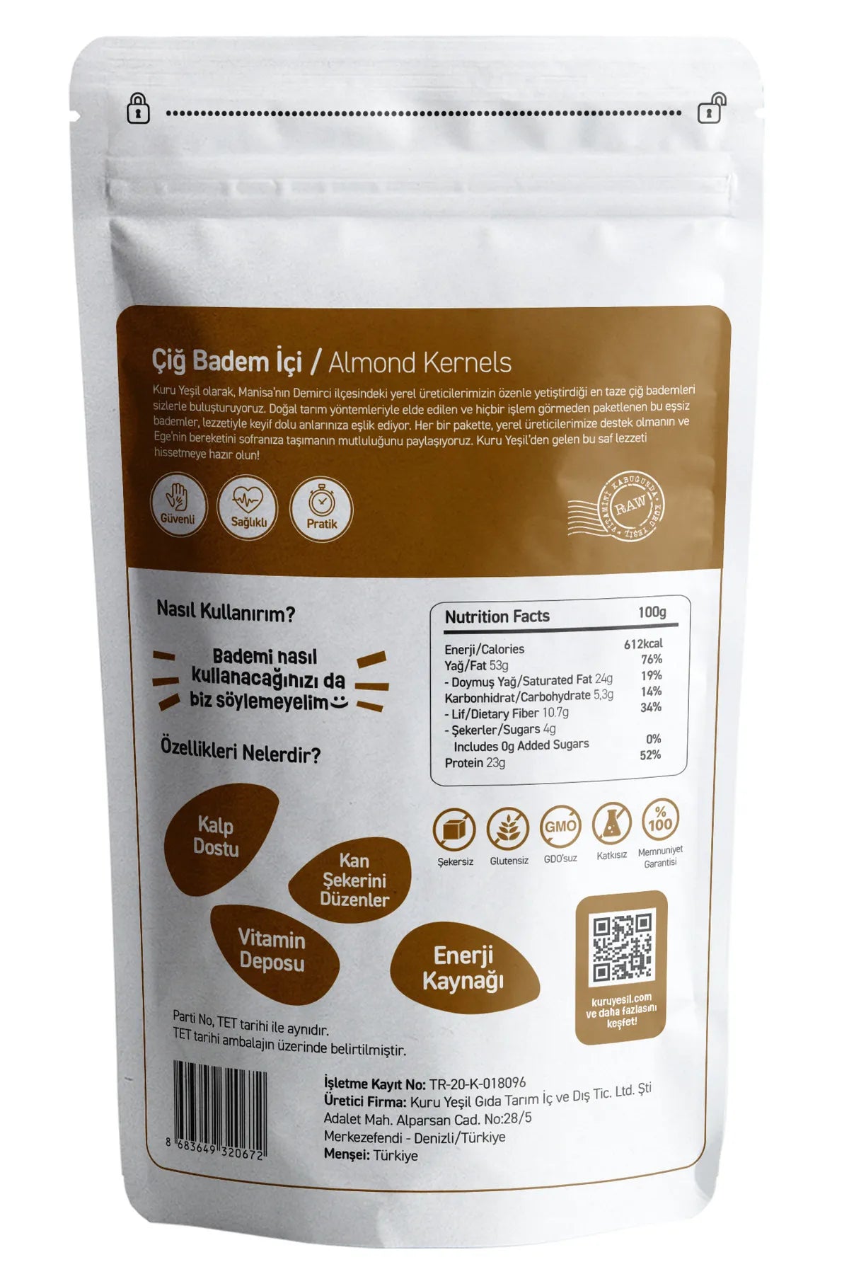 Yerli Çiğ Badem İçi 250 gr