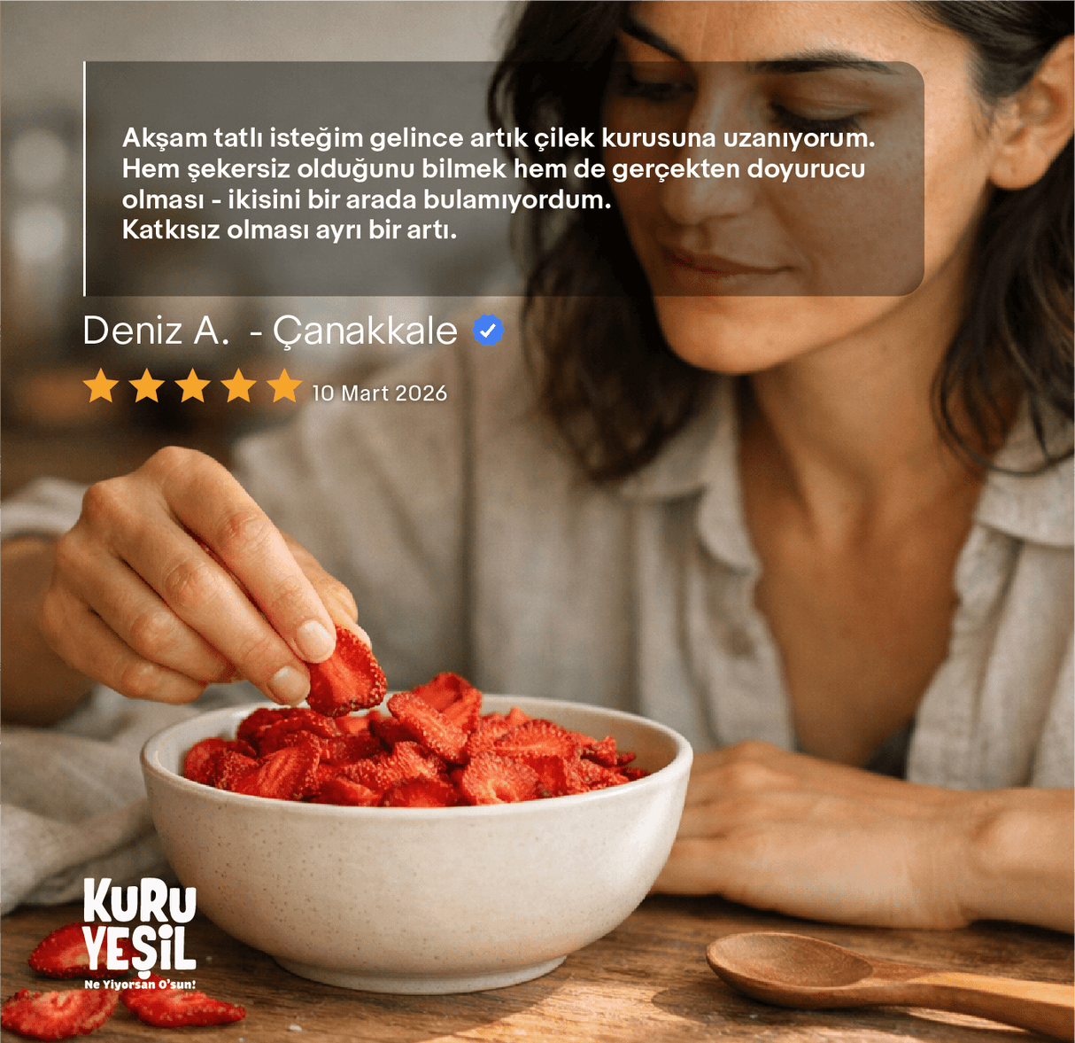 Natural Dried Strawberry 50 gr | Sugar-free and Additive-free Dried Fruit