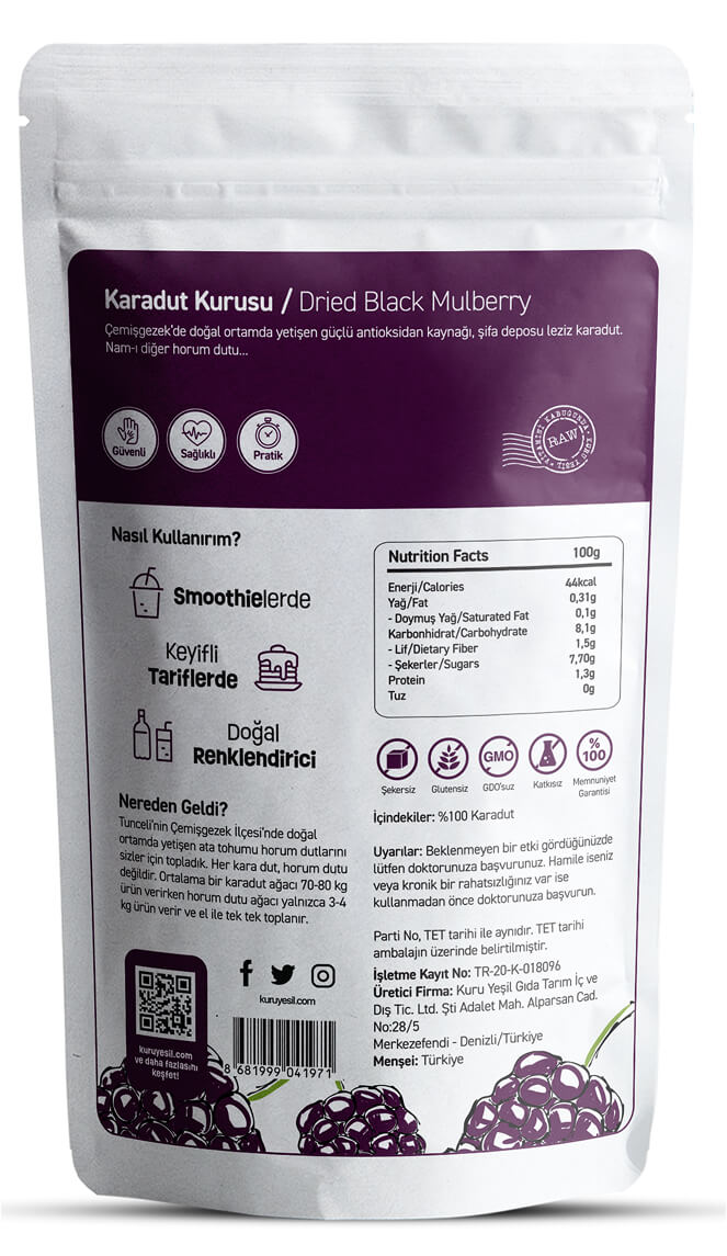 Doğal Karadut Kurusu 150 Gr | Antioksidan Zengini, Katkısız