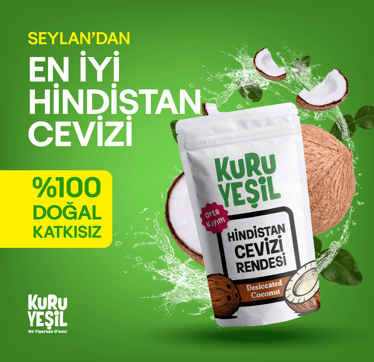 Hindistan Cevizi Rendesi 100 gr – Orta Kıyım | Seylan Menşeli | Katkısız Doğal | Kuru Yeşil | %35-45 Yağlı