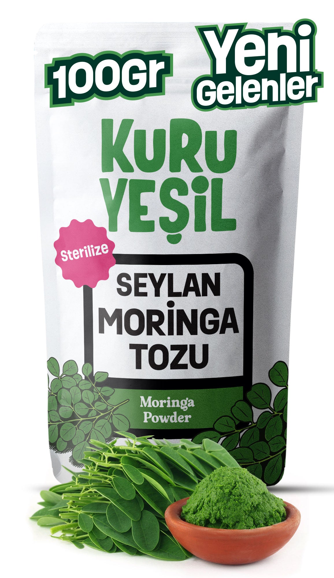 Moringa Tozu – %100 Doğal Moringa Yaprağı Tozu 100 gr | Süper Gıda | Sterilize