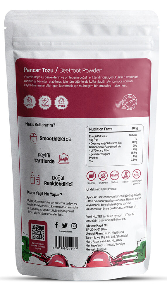Yerli Pancar Tozu 100 Gr | Doğal Renklendirici - Yerli Üretim