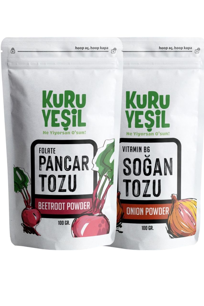 Yerli Pancar Tozu - Yerli Soğan Tozu - 100 gr İkili Paket Doğal, Katkısız, Vegan, Glütensiz