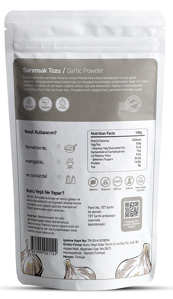 Yerli Sarımsak Tozu 100 Gr | Doğal, Katkısız, Vegan