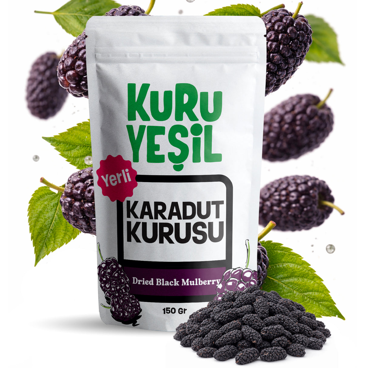 Natural Black Mulberry Dried 150 Gr | Antioxidant Rich, Additive Free