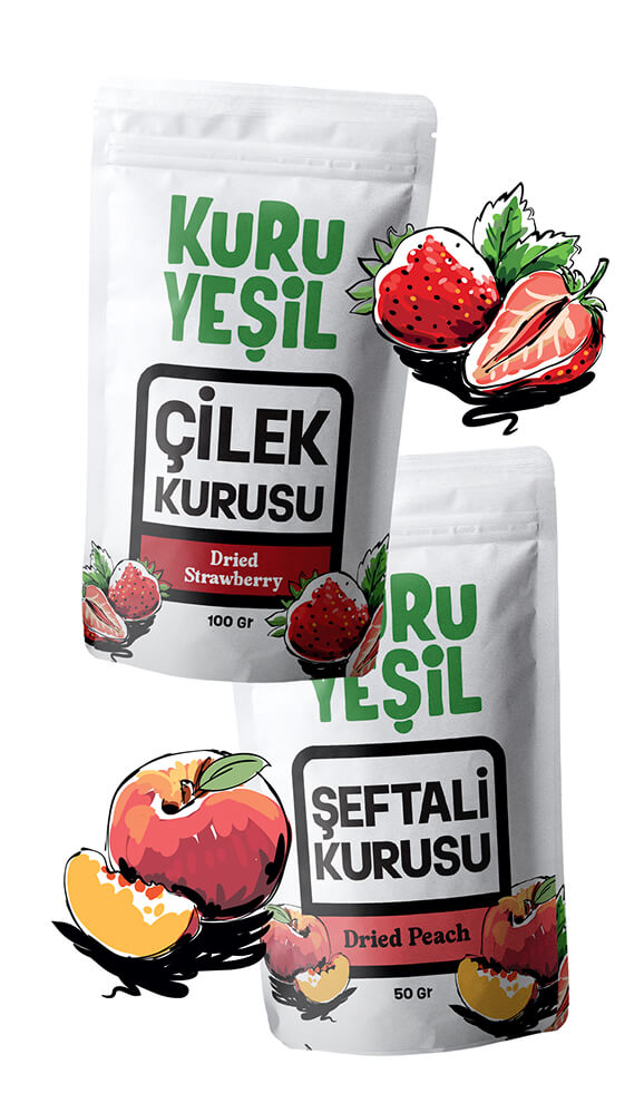 Getrockneter Pfirsich 50 gr - Getrocknete Erdbeere 100 gr