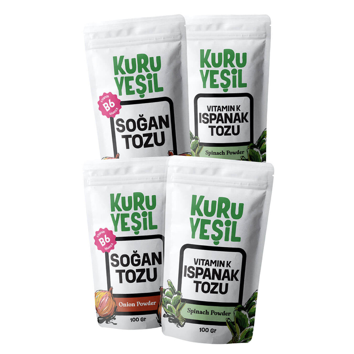 Soğan Ispanak Tozu Seti 400gr - Yerli Üretim | Katkısız - Ekonomik Paket