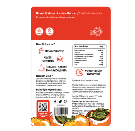 Dilimli Trabzon Hurması (Cennet Elması) 50 gr - Kabuksuz