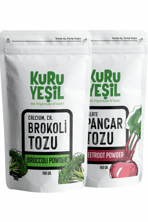 Yerli Brokoli Tozu - Yerli Pancar Tozu - 100 gr İkili Paket