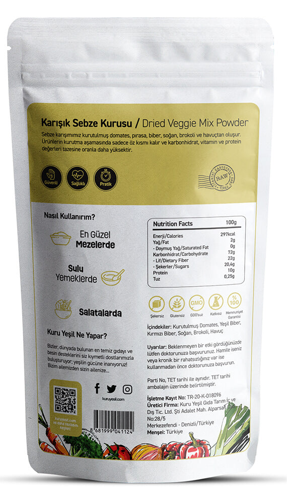 Kurutulmuş Sebze Karışımı 100 Gr - Granül Karışık Sebze Kurusu