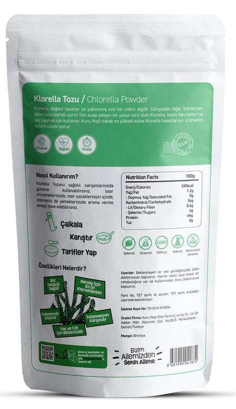 Kuru Yeşil Klorella Tozu 50 GR | Yosun Tozu