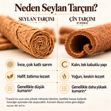 Seylan ve Çin tarçınının sarım, lezzet ve kumarin karşılaştırması