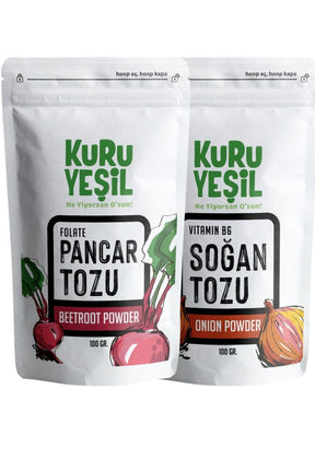 Yerli Pancar Tozu - Yerli Soğan Tozu - 100 gr İkili Paket Doğal, Katkısız, Vegan, Glütensiz