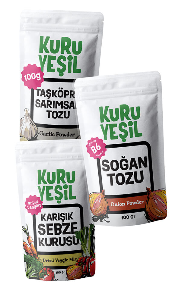Sebze Paketi | Sarımsak Tozu, Soğan Tozu, Karışık Sebze 3x100 Gr
