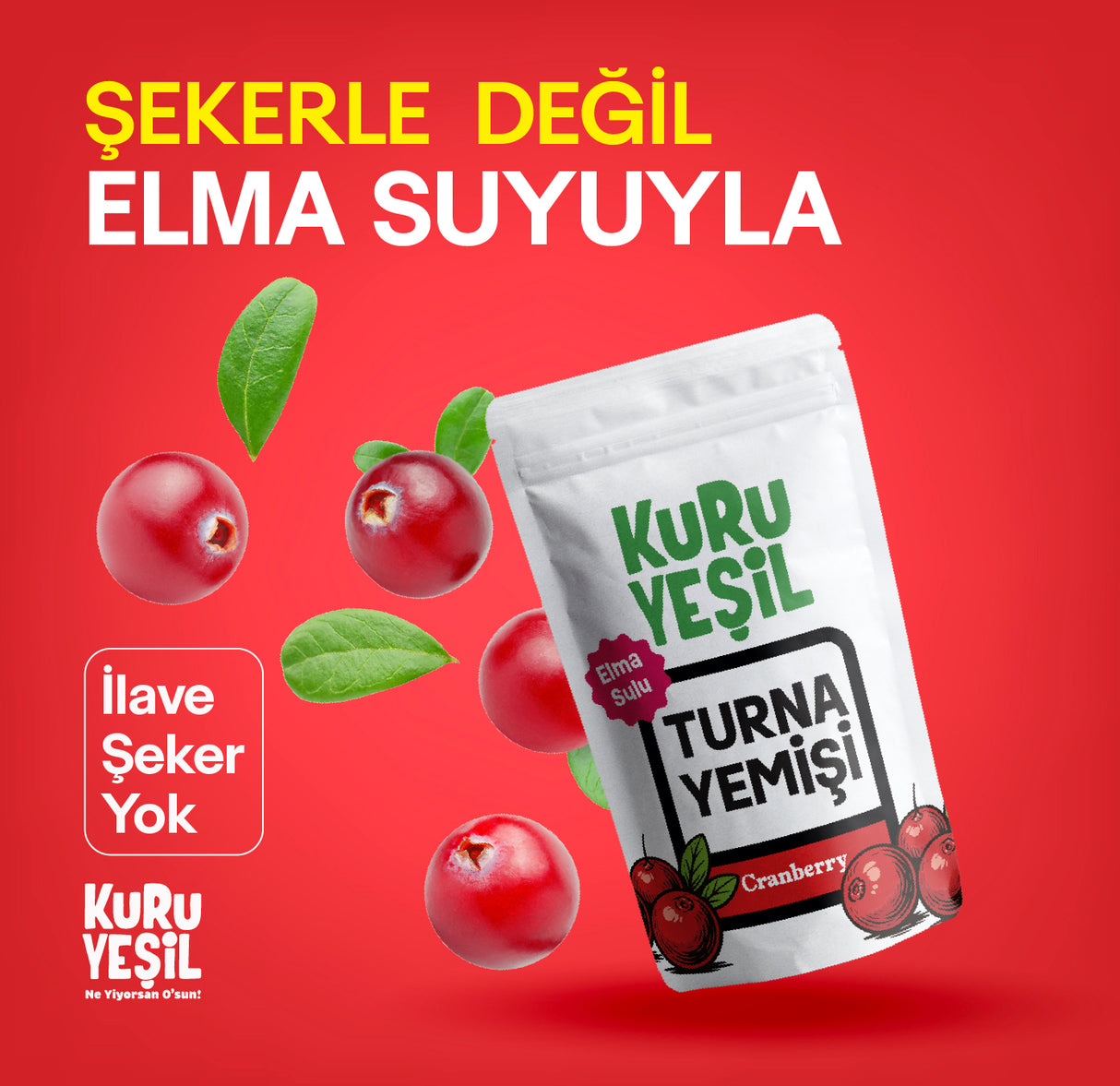 Turna Yemişi (Dried Cranberry) 300 gr – Katkısız ve Elma Sulu | Doğal Kuru Meyve | Kuru Yeşil